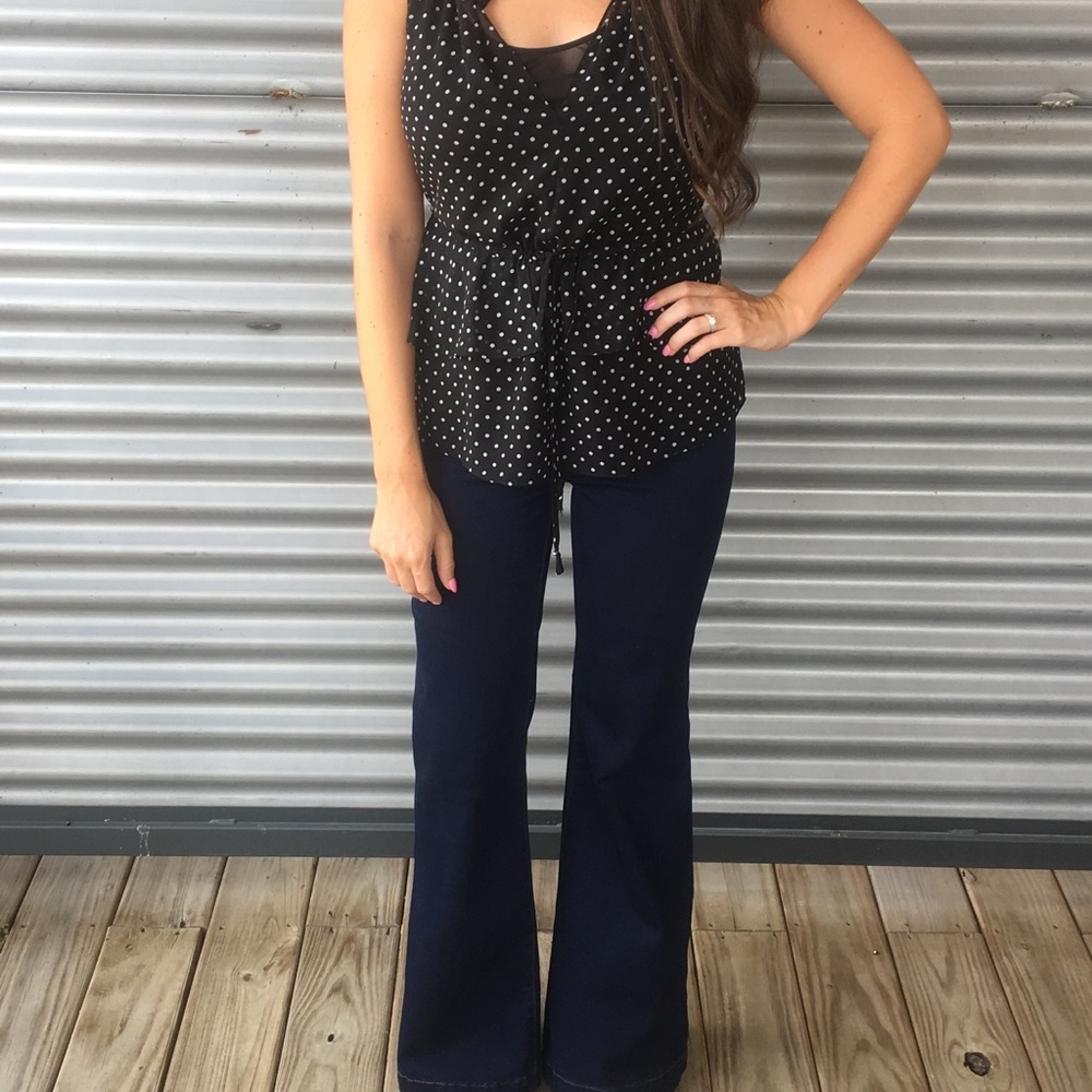 Cynthia Steffe Polka Dot Peplum Blouse - Picture 1 of 8